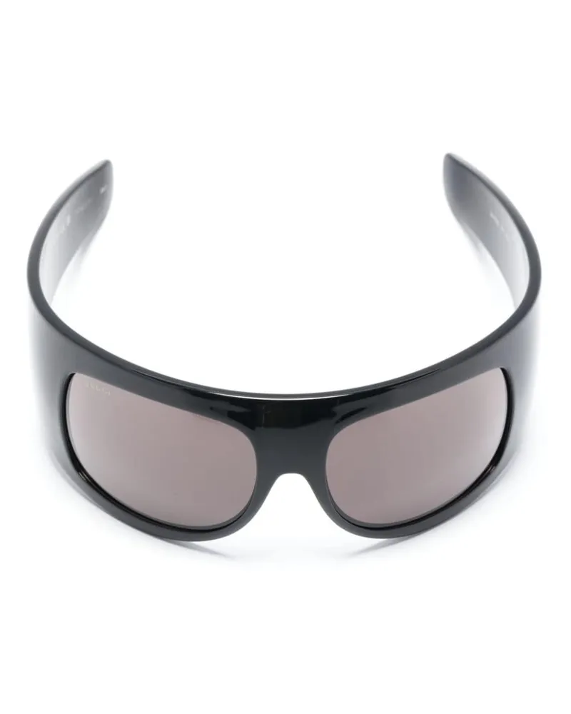 Gucci Eckige Sonnenbrille mit Logo - Schwarz Schwarz