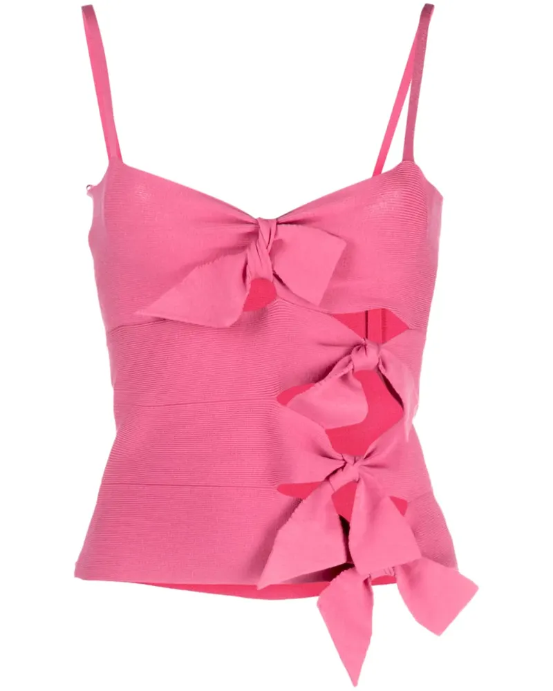 Blumarine Stricktop mit Schleifenapplikation - Rosa Rosa