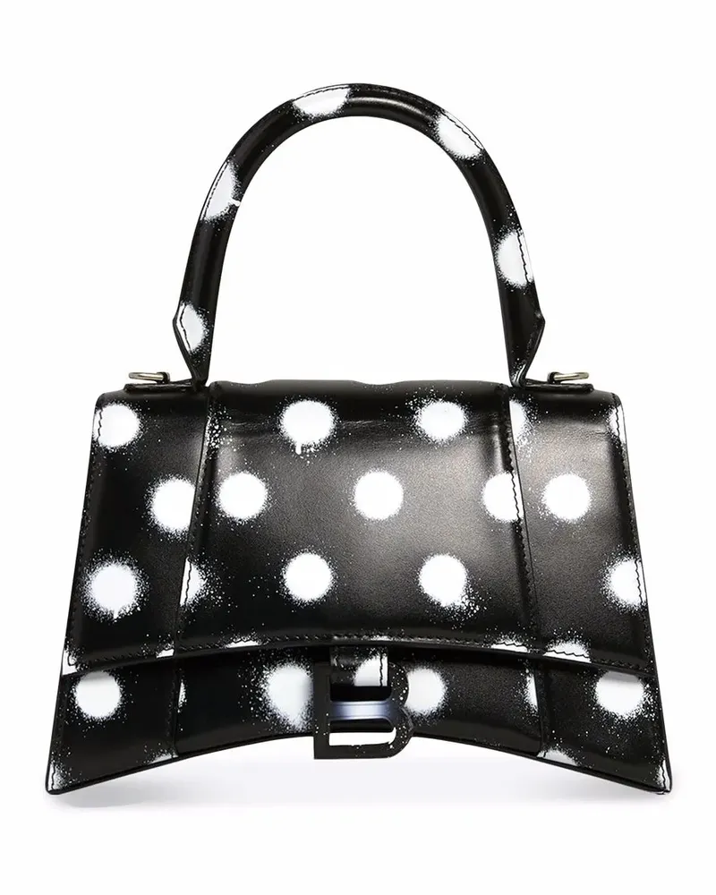 Balenciaga Kleine Hourglass Handtasche - 1097 BLACK WHITE 1097
