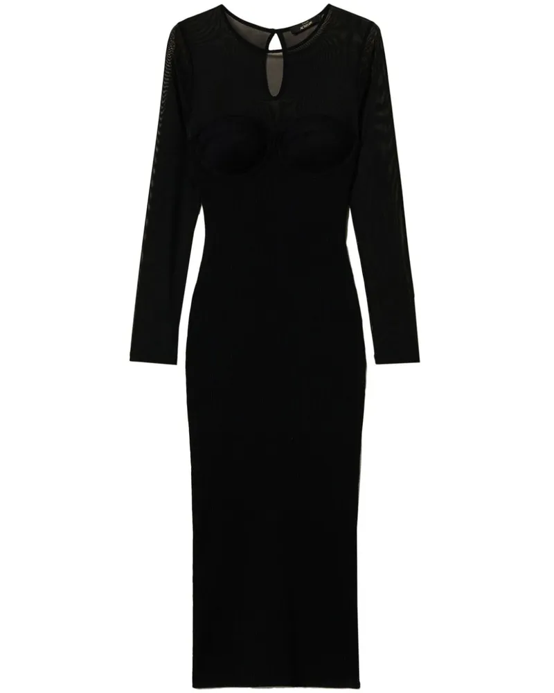 Twin-Set Midikleid aus Tüll - Schwarz Schwarz