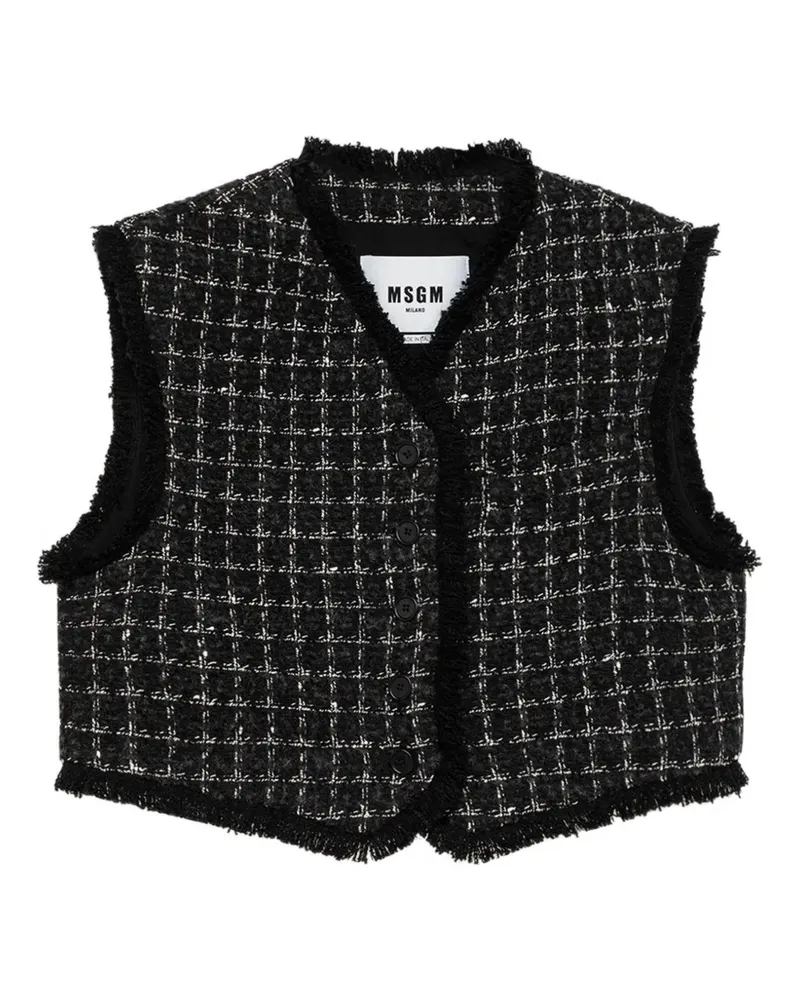 MSGM Ausgefranste Bouclé-Jacke - Schwarz Schwarz