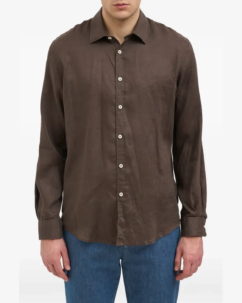 Daniele Alessandrini button-down linen shirt - Braun Braun