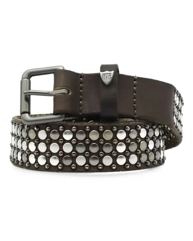 HTC Hollywood Trading Company Nest slim studded leather belt - Braun Braun