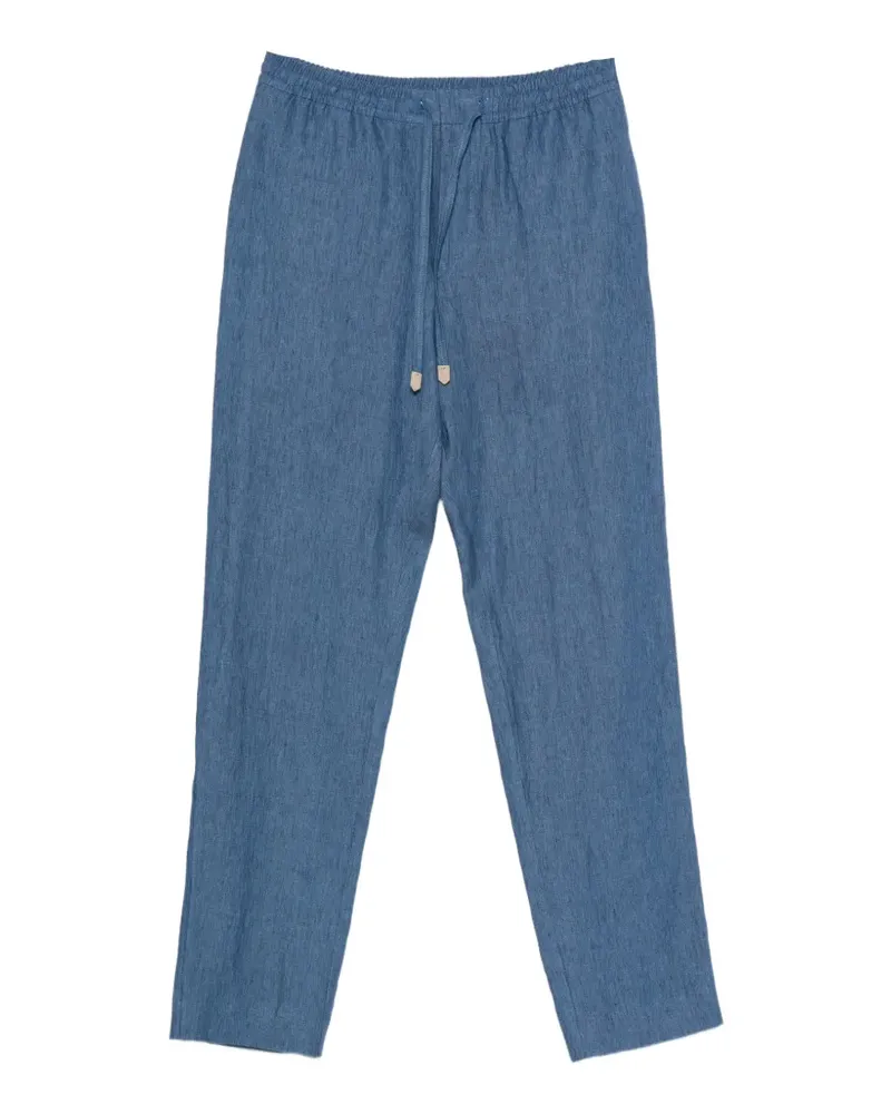 Canali drawstring-waist linen trousers - Blau Blau