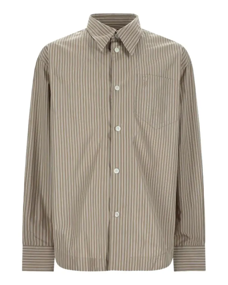 AMI Paris vertical-stripe Ami de Coeur shirt - Nude Nude