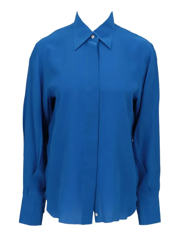 Isaia concealed-front long-sleeve shirt - Blau Blau