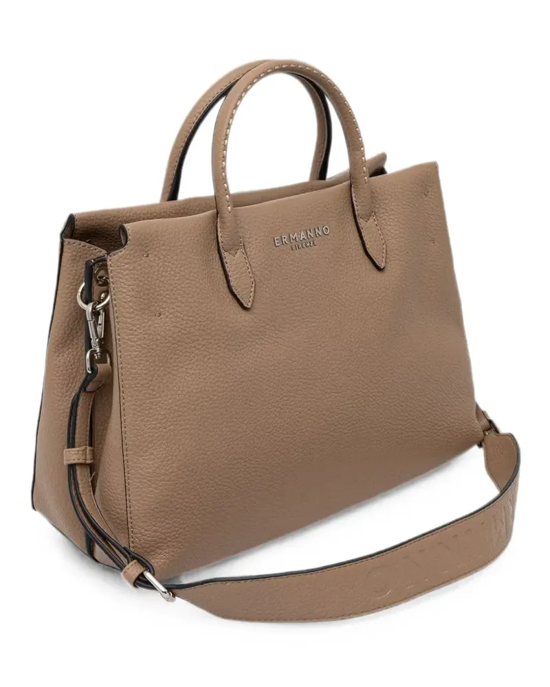 Ermanno Scervino logo-plaque pebbled-effect tote bag - Nude Nude