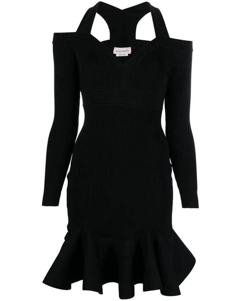 Alexander McQueen Minikleid mit V-Ausschnitt - Schwarz Schwarz