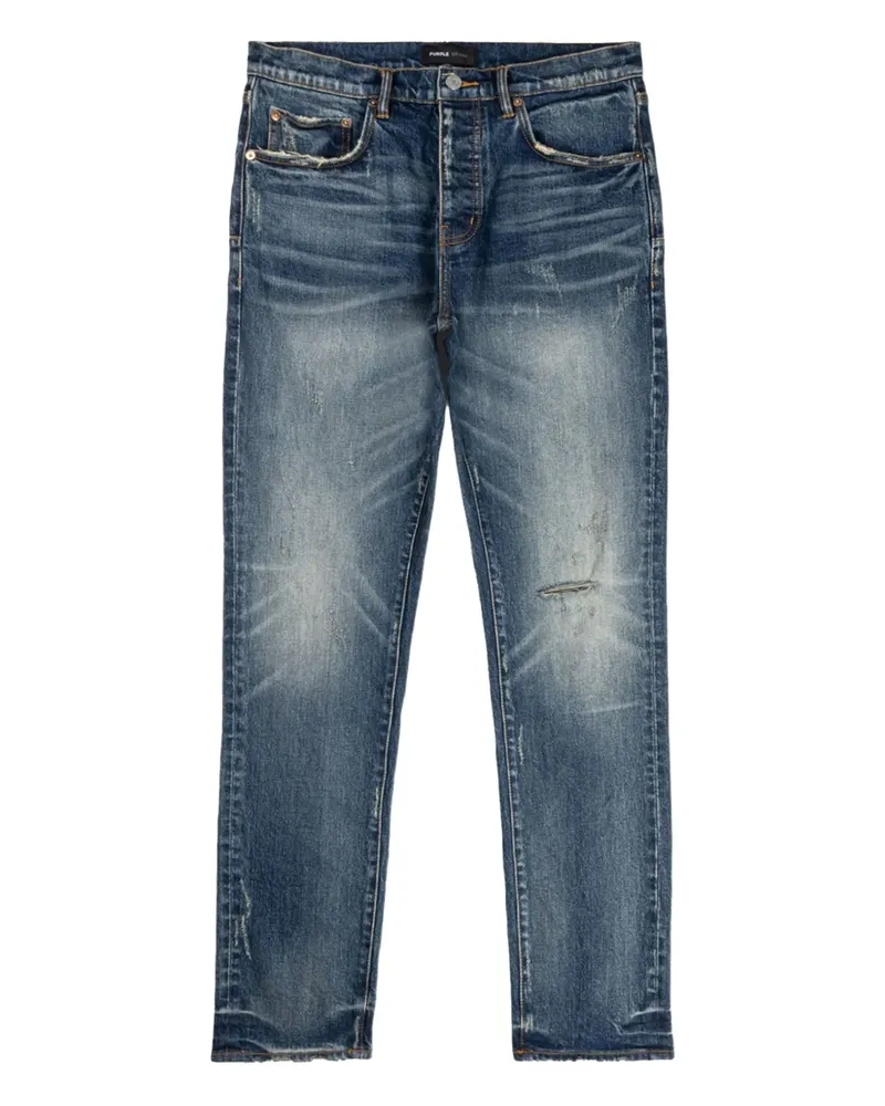 PURPLE BRAND Slim-Fit-Jeans im Distressed-Look - Blau Blau