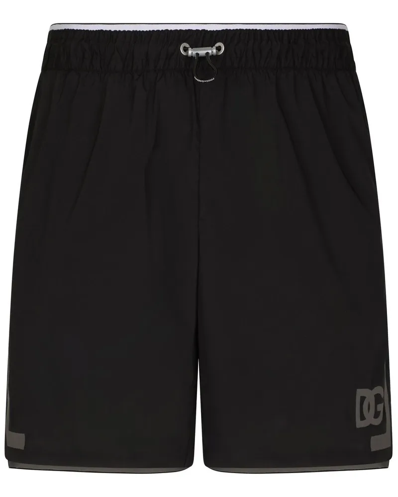 Dolce & Gabbana Badeshorts mit Monogramm-Print - Schwarz Schwarz