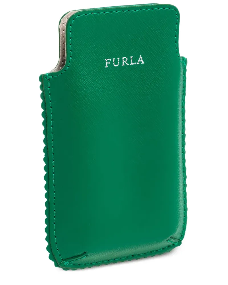 Furla Leder-Handyhülle mit Wellensaum - Grün Grün