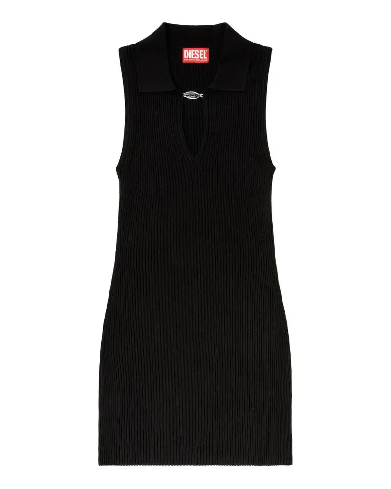 Diesel Geripptes Oval D Minikleid - Schwarz Schwarz