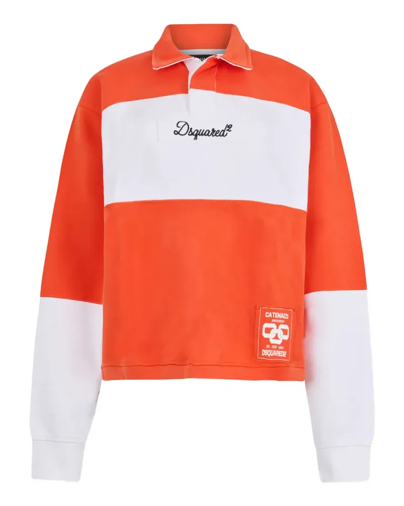 Dsquared2 D2 College Poloshirt in Colour-Block-Optik - Orange Orange