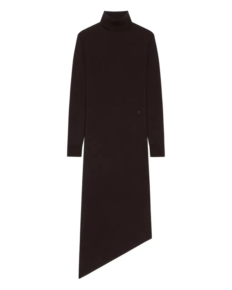 Courrèges Asymmetrisches Rollkragenkleid - Braun Braun