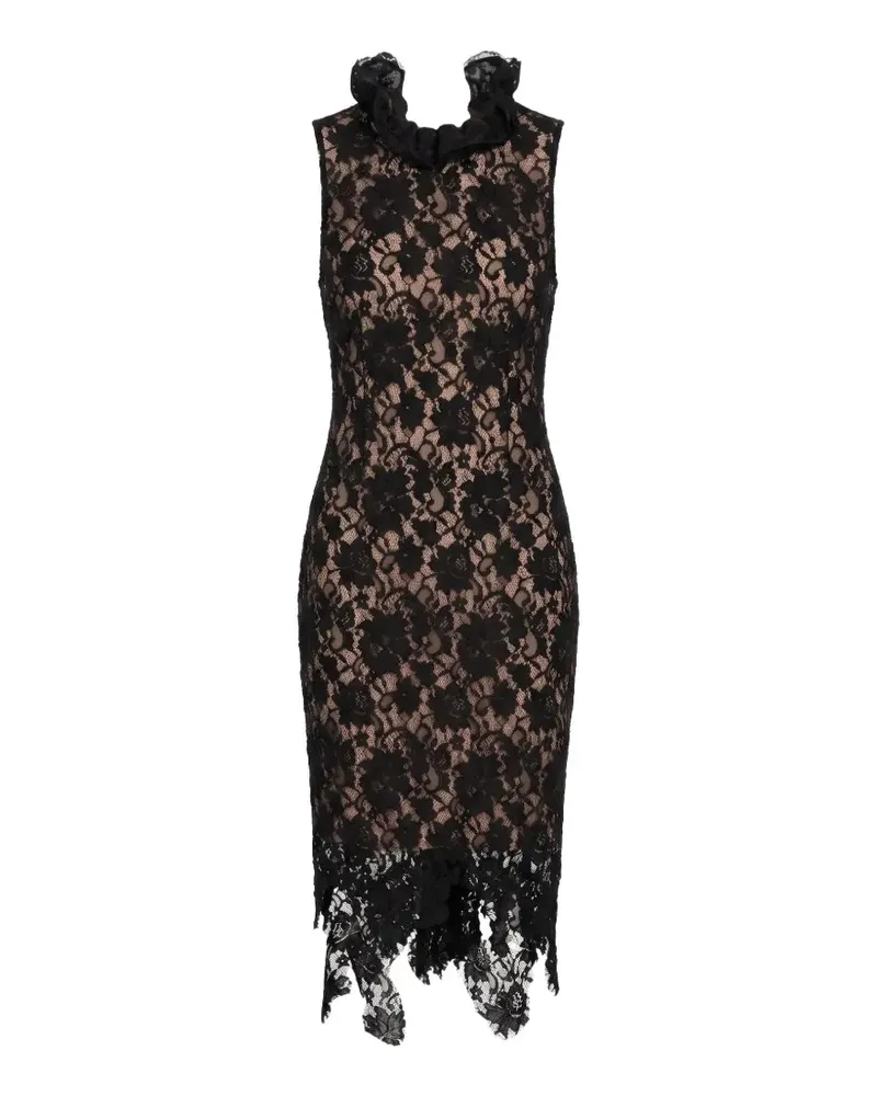 Giuseppe di Morabito ruffled lace-overlay midi dress - Schwarz Schwarz