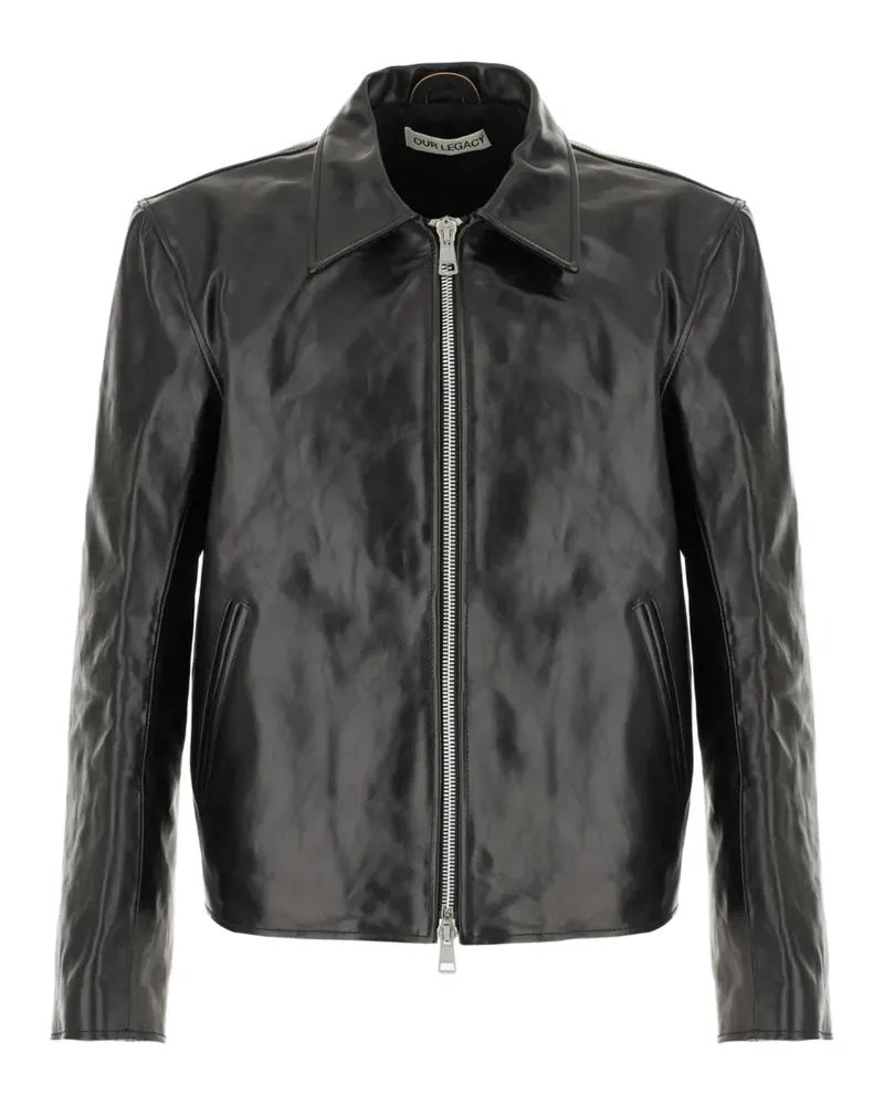 Our Legacy Lederjacke mit Reißverschluss - Schwarz Schwarz