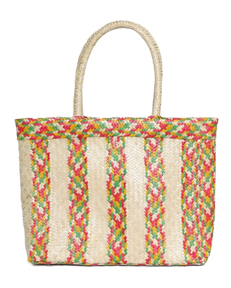 BRIGITTE Gewebte Bahia Strandtasche mit Streifen - Nude Nude