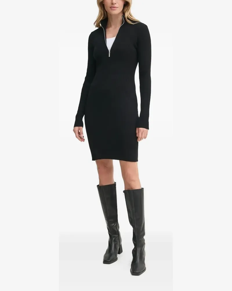 Gestuz Geripptes Kleid mit Reißverschluss - Schwarz Schwarz