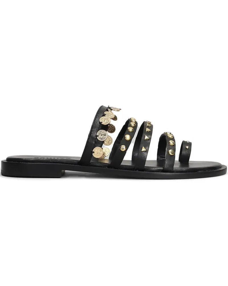 Schutz Flache Sandalen mit Nieten - Schwarz Schwarz