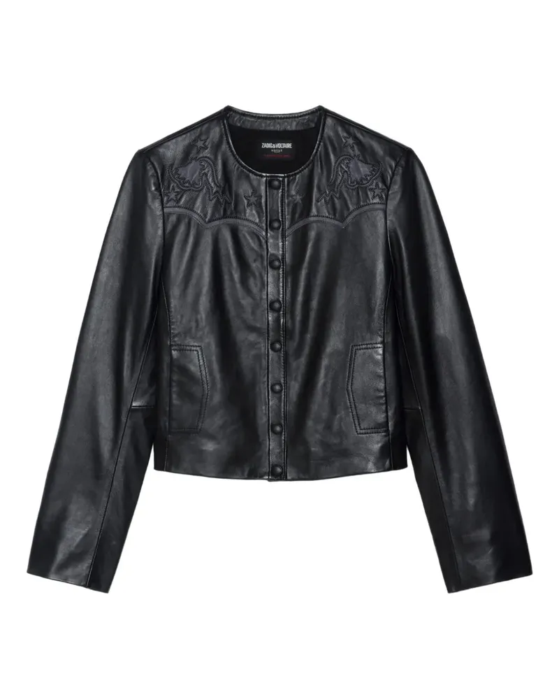 Zadig & Voltaire embroidered-details leather jacket - Schwarz Schwarz