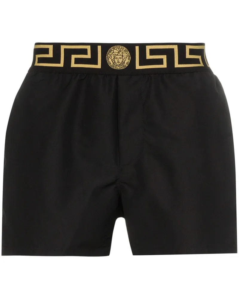 Versace Badeshorts mit Greca-Bund - Schwarz Schwarz