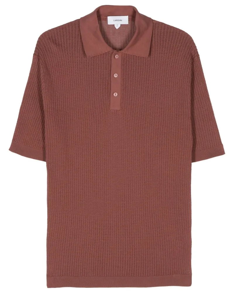 LARDINI Poloshirt mit Lochstrickmuster Braun