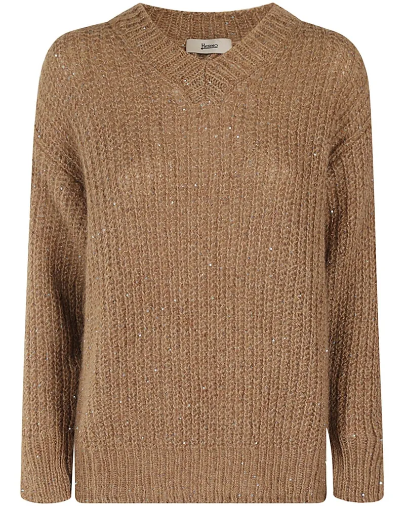 Herno Pullover mit V-Ausschnitt - Braun Braun