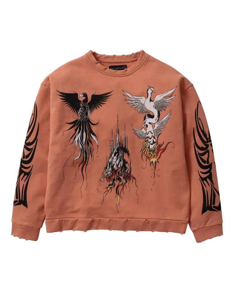 WHO DECIDES WAR Nefarious Winged crew-neck sweatshirt - Orange Orange