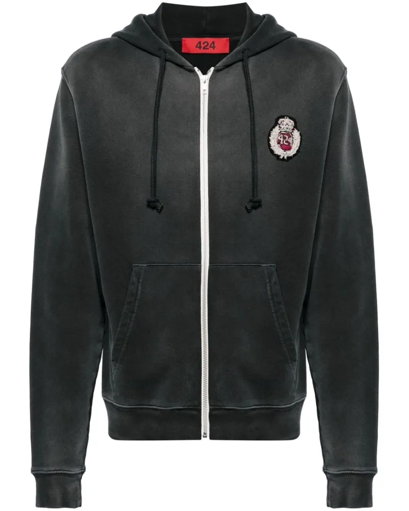 FourTwoFour on Fairfax Hoodie mit Logo-Applikation - Grau Grau