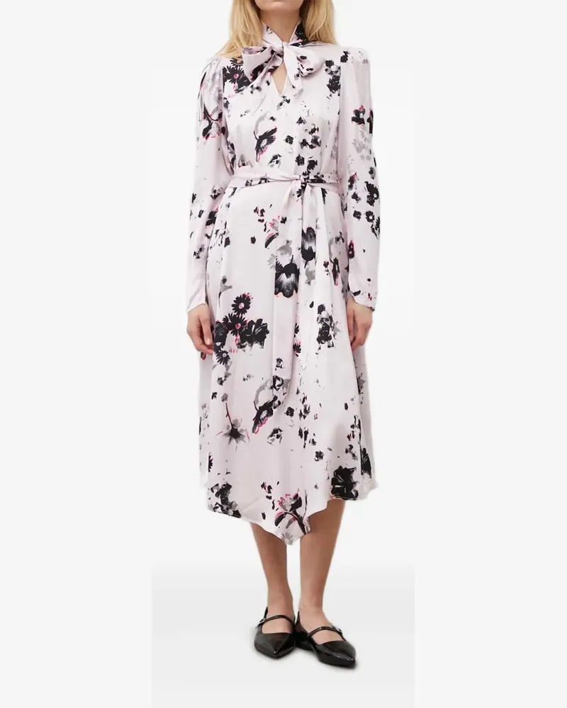 BRUUNS BAZAAR Geblümtes Midikleid mit Schleifenkragen - Rosa Rosa