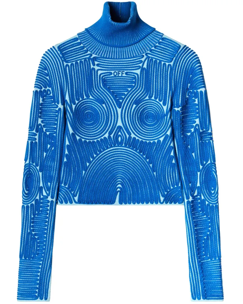 OFF-WHITE Oberteil mit Blumenstickerei - Blau Blau