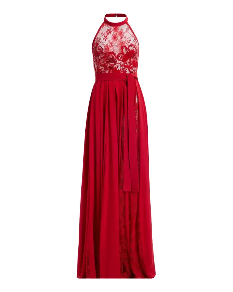 Elie Saab Maxikleid mit Spitzeneinsätzen - Rot Rot