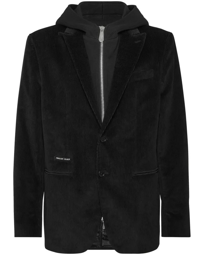 Philipp Plein Sakko aus Samt mit Kapuze - Schwarz Schwarz