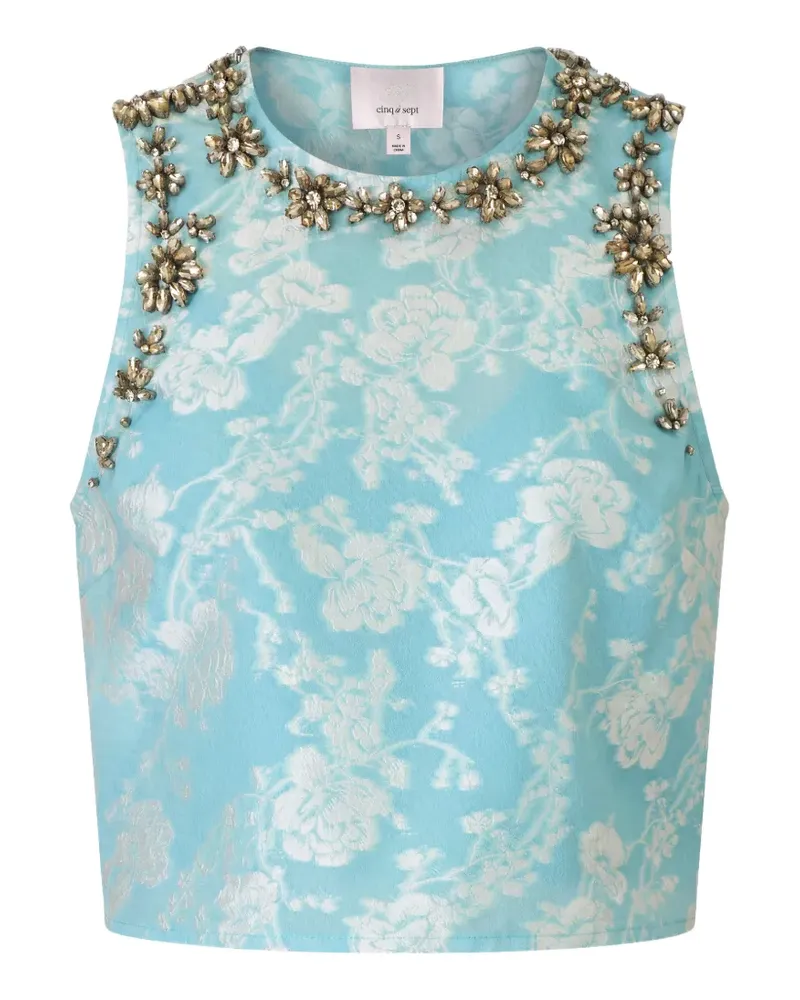 Cinq à Sept Barbara Jacquard-Top mit Kristallen - Blau Blau