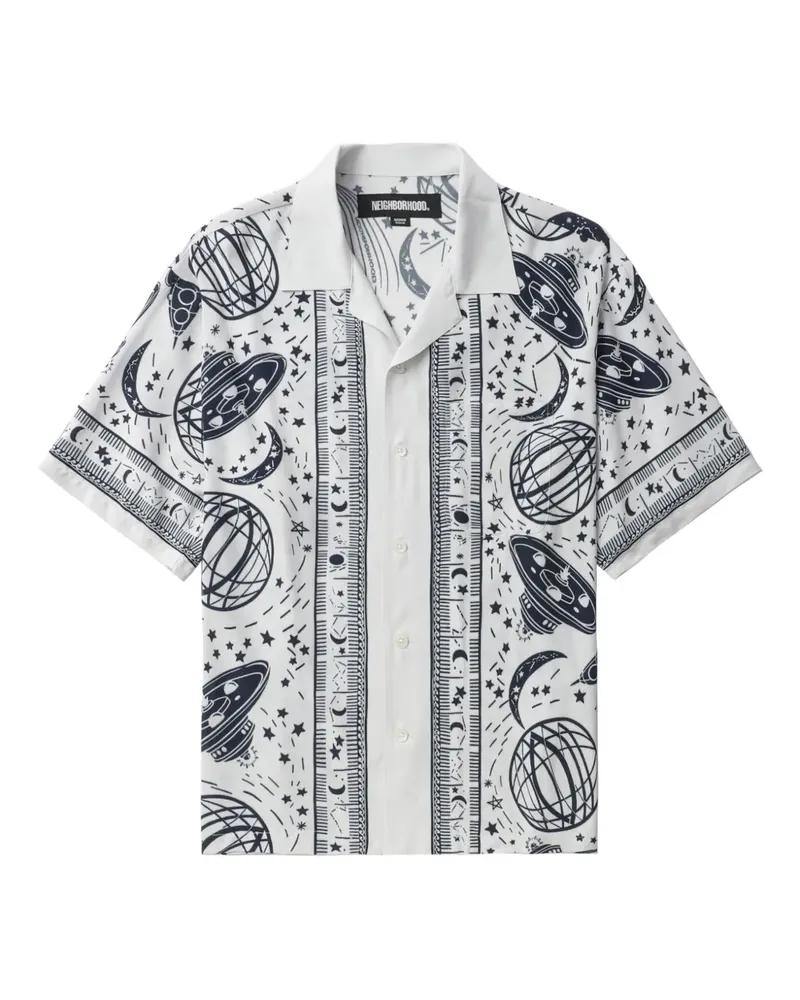 Neighborhood Kurzärmeliges Hemd mit Print - Weiß Weiß