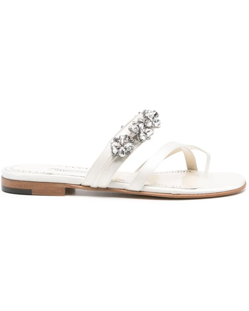 Manolo Blahnik Perlusa Sandalen - Weiß Weiß