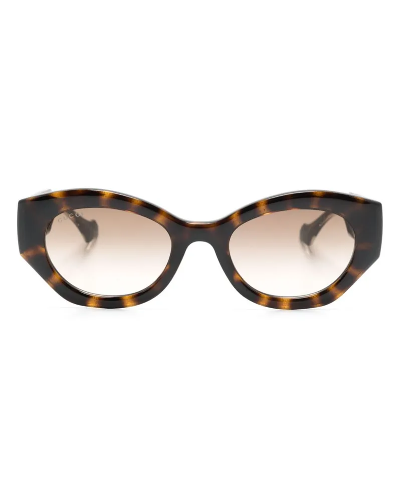 Gucci Sonnenbrille mit ovalem Gestell - Braun Braun