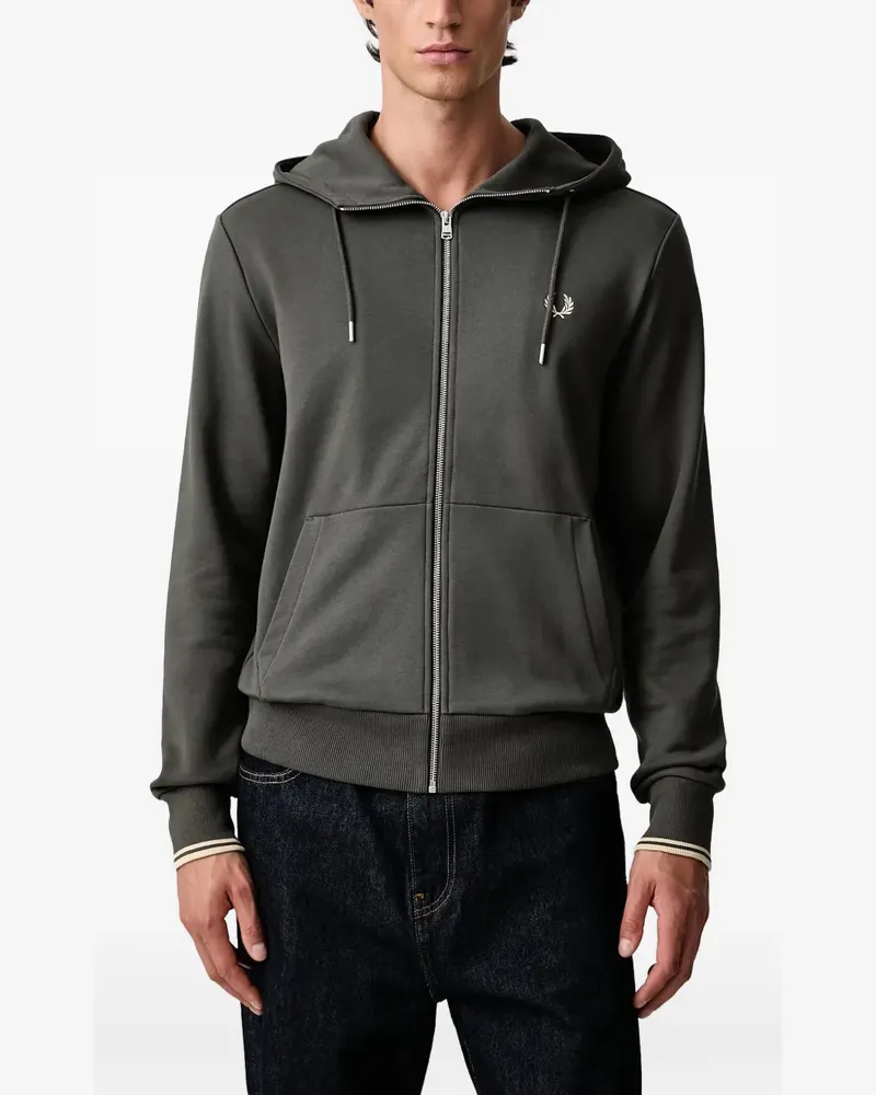 Fred Perry logo-embroidered zip-up hoodie - Grün Grün