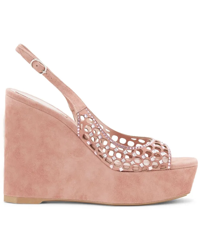 René Caovilla Plateau-Sandalen mit Kristallen 125mm - Rosa Rosa