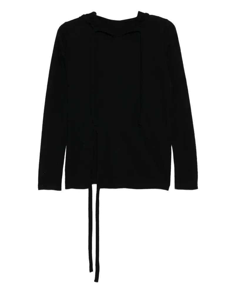 Yohji Yamamoto Hoodie mit Seitenschlitz - Schwarz Schwarz