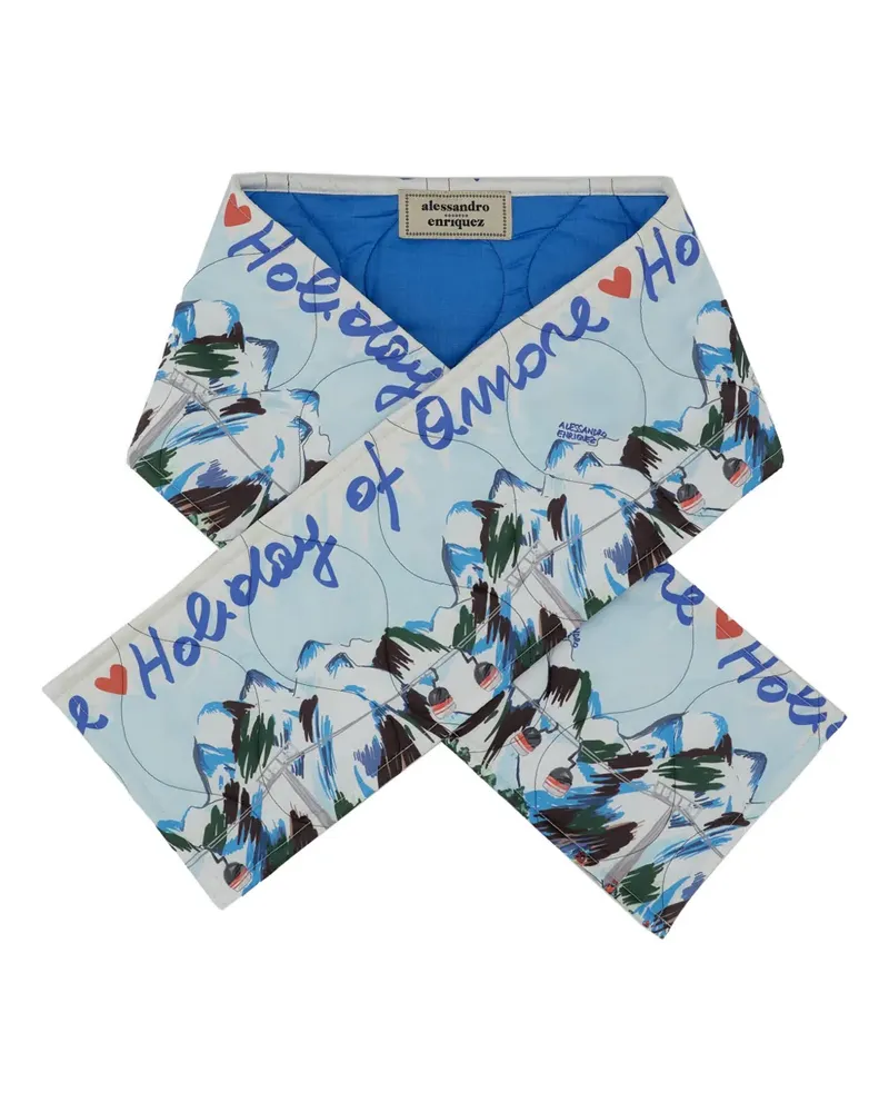 Alessandro Enriquez quilted printed scarf - Blau Blau