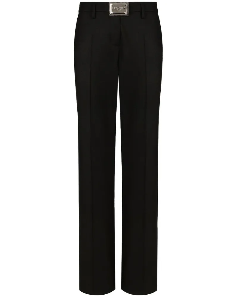Dolce & Gabbana Gerade Hose mit Logo-Schild - Schwarz Schwarz