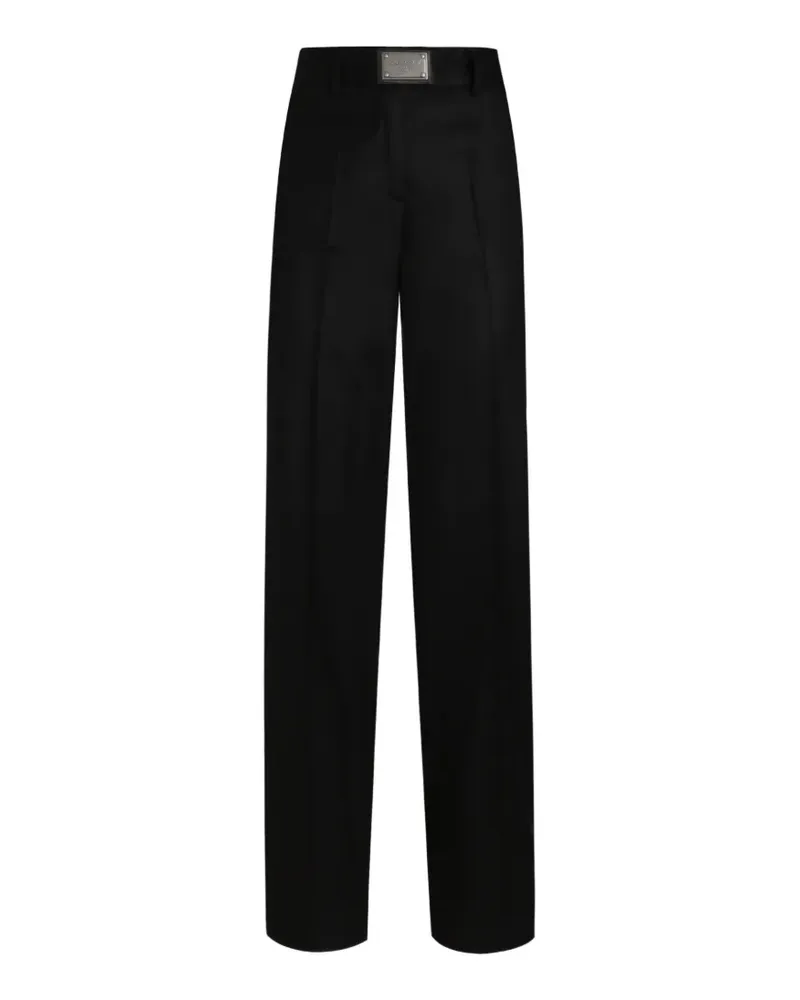 Dolce & Gabbana Gerade Hose mit Logo-Schild - Schwarz Schwarz