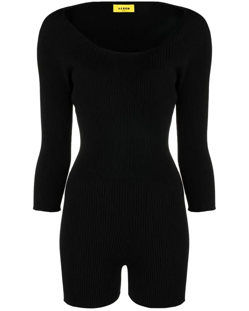 AERON Gerippter Playsuit - Schwarz Schwarz