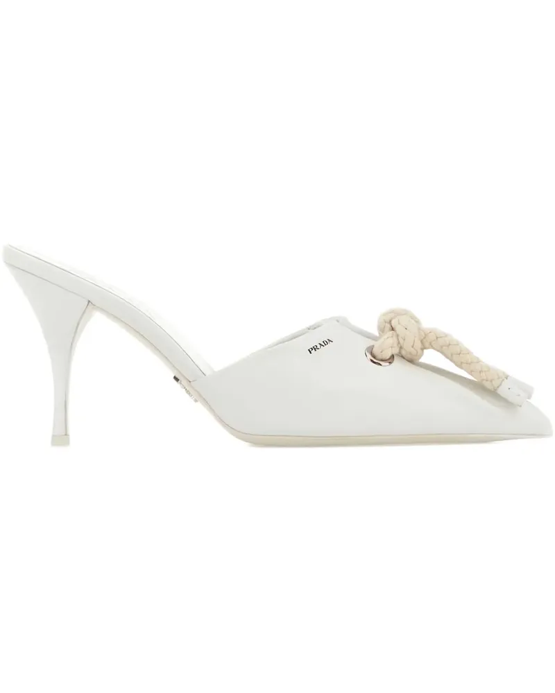 Prada Mules mit Knoten 85mm - Weiß Weiß