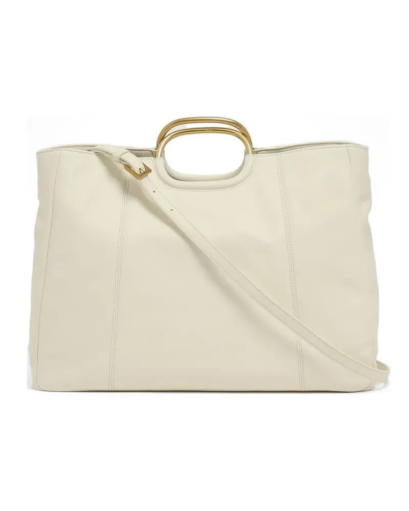 Twin-Set metal-handle leather tote bag - Nude Nude