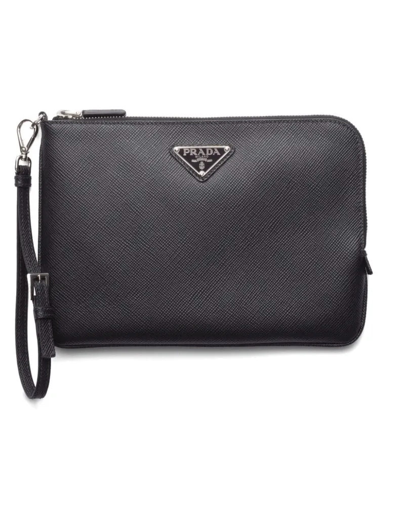 Prada Kleine Clutch mit Logo Schwarz