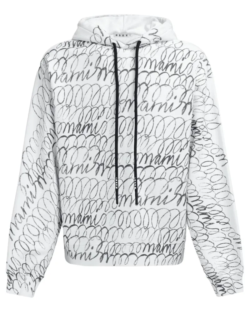 Marni Hoodie mit Logo-Print Weiß