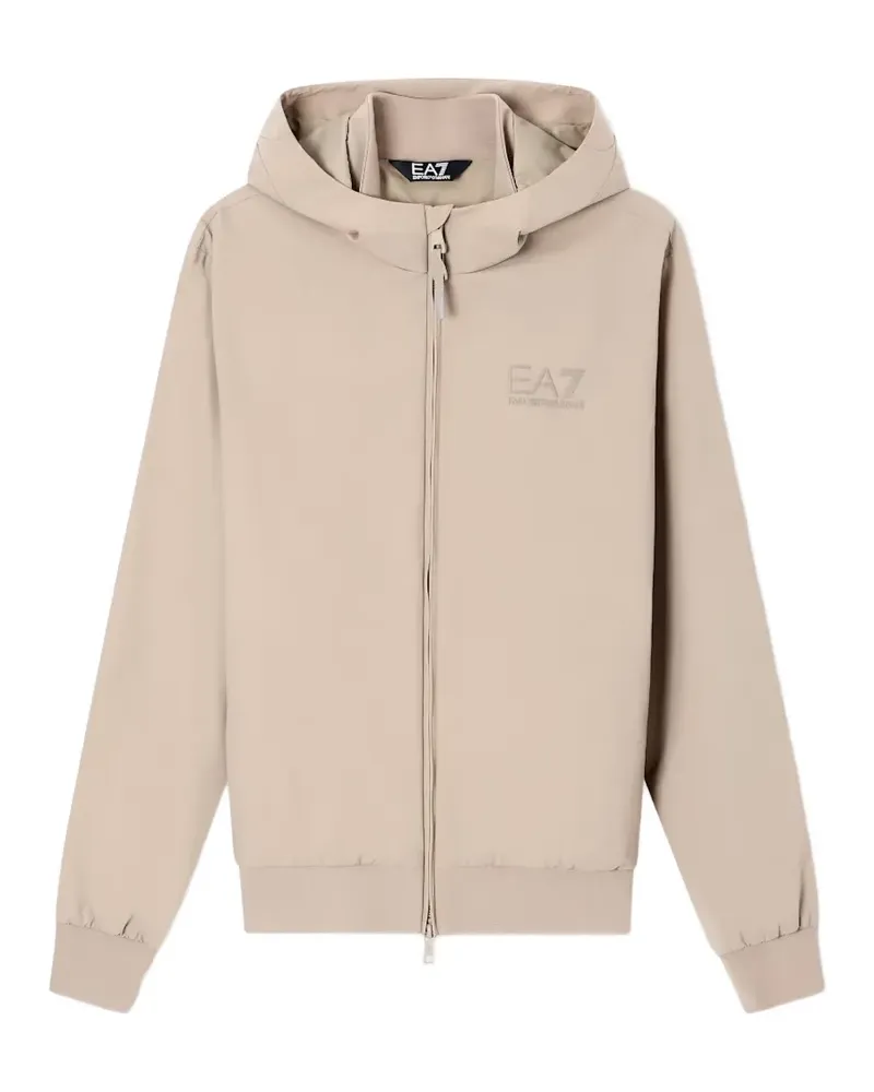 EA7 Kapuzenjacke mit Logo-Print - Nude Nude