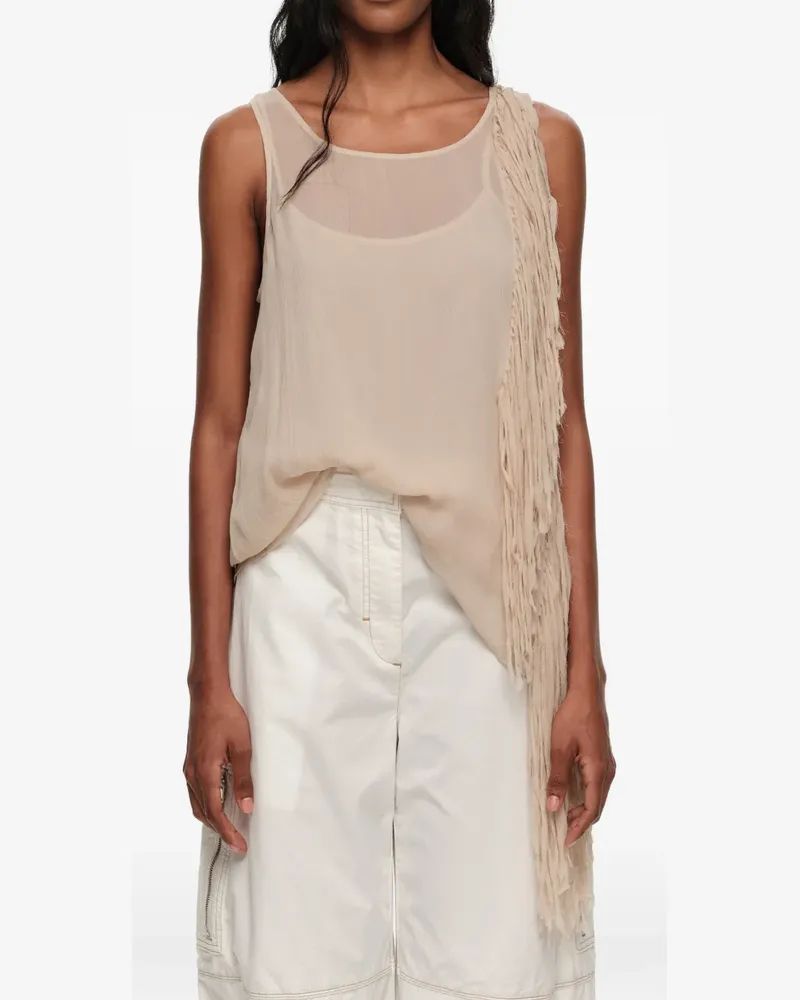 BIMBA Y LOLA Remen-Top mit ausgefransten Kanten - Nude Nude